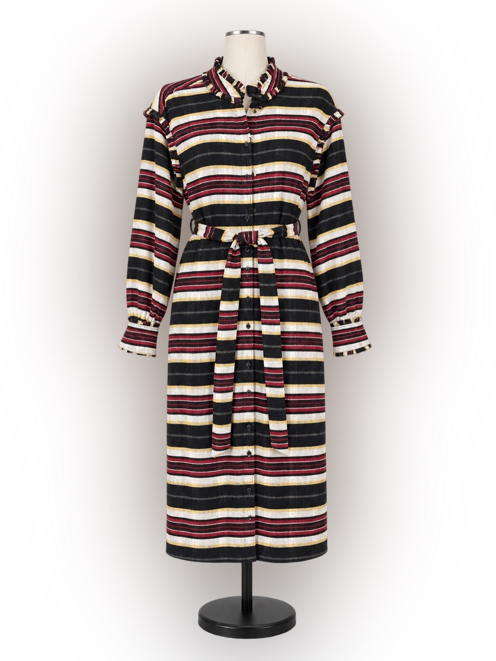 Something Navy Belted Striped Button-Up Shirt Dress Size Large NWT 100% Cotton